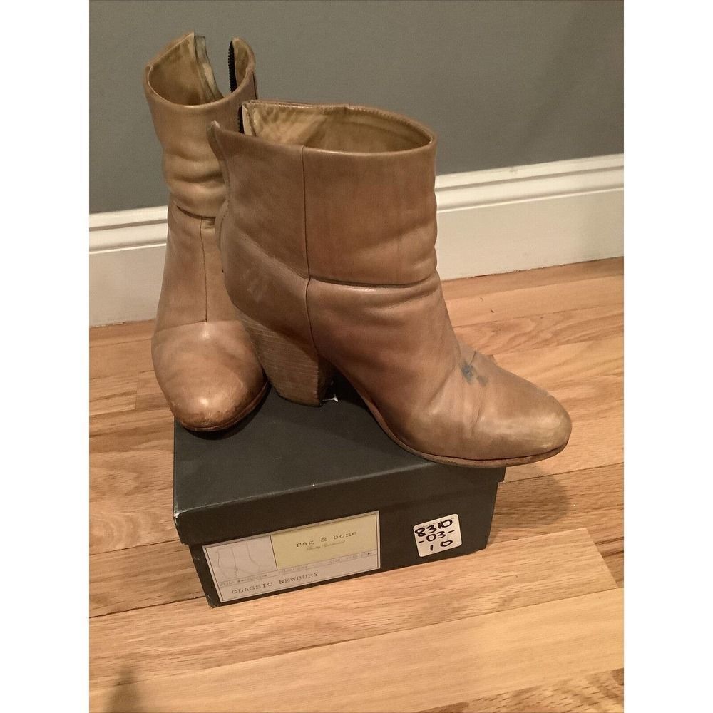 Rag and Bone Newbury Boots, Gray Leather , 40/10 Heeled Booties